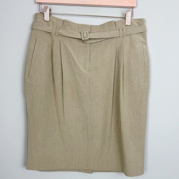 OLD NAVY | Tan High Rise Belted Stretch Pencil Skirt with Pockets Women’s Size 6 - Picture 1 of 9